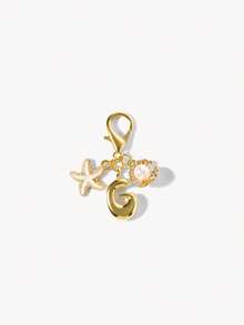 Opalesca 1pc A-Z Alphabet Gold Bubble Letter Cute Pendant Keychain, Shell And Starfish Accessories, Keychain, Ring Bag, Backpack Pendant, Car Pendant - Multicolor - View 7