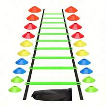 1 Set Outdoor Agility Ladder Training Kit, Includes Football Training Equipment: Agility Ladder, Resistance Bands, Marker Discs, High Jump Rope And Storage Bag - (Set 1) 1 Agility Ladder + 20 Marker Discs - View 9