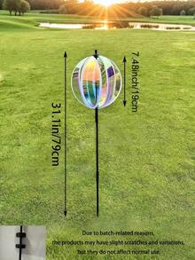 Bunte Laser-Garten-Boden-Dekorationkugel mit blendender farbiger Film-Rotation und farbiger reflektierender Kugel-Rotation, geeignet für Garten-Bodendekoration Outdoor, Feiertagsdekoration, Outdoor-Rasenparty und Landschaftsgestaltung - Regenbogenball - Übersicht 9