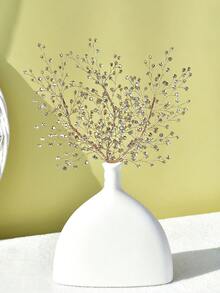 1pc Shiny Rhinestone Flower Branch Artificial Flower, Holiday Decoration, Artificial Pine Branch, Creative Seasonal Floral Arrangement, Elegant Wedding Decor, Party Home Tabletop Vase Filler Decoration - Champagne - View 6