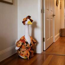 23-Inch Porch Goose Summer Outfit Tropical Hawaii Bathrobe And Matching Hat For Large Lawn Goose - Orange - View 3