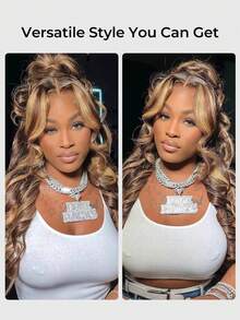 Honey Blonde 360 Full Lace Front Wigs Human Hair 4/30 Highlight Ombre Glueless Wig With Invisible Drawstring Body Wave Lace Front Wigs For Women Pre Plucked 13x4 HD Colored Human Hair Wig - S4/27 - 查看 11