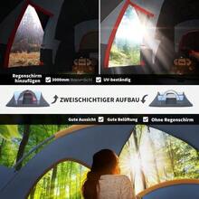 Camping Tent For 5 To 6 People, Tunnel Tent With Stakes, Polyester Dome Tent, Grey, 4.55 X 2.3 X 1.8 M For Outdoor Adventures - GRAY - 查看 4