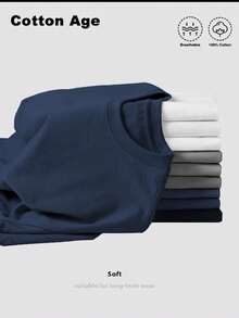 OVERSIZED-Women's 100% Cotton T-Shirt-Available In Multiple Colors,Suitable For Sports And Casual Wear-Summer Clothing-Summer Must Have-Women's Gift - 藏蓝色 - 查看 10