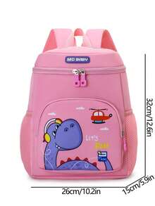 Mochila nueva para estudiantes, diseño con patrón de dinosaurio lindo, ligera y sencilla, adecuada para la escuela o viajes - Rosa - Ver 11