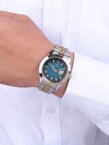 RICECGO A Stylish Men's Watch Featuring A Gradient Dial And Date Display-Perfect For Both Business Settings And Everyday Wear. - Multicolor - View 2