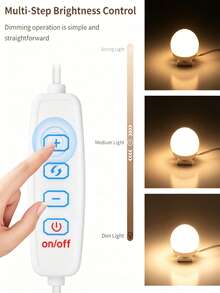 1pc Multi-Size Makeup Mirror Light, LED Makeup Mirror Bulb, USB 3-Color Makeup LED Mirror Light, Makeup Mirror Bathroom Lighting, Adjustable Brightness & Color Temperature, Rotatable Wire Organizer, 6/10/12/14 LED Options - Multicolor - View 9