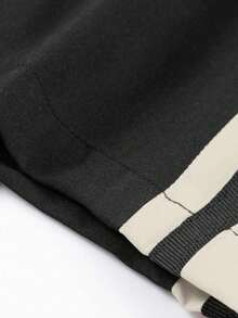 Men's Plus Size Striped Sports Pants, Loose Straight Leg, Versatile For Commuting, Hiking, Fitness, Jogging, Casual Wear, Spring And Autumn - Black - View 7