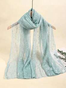 1pc Women's Lightweight Solid Color Sequin Headscarf Scarf Headwrap, Middle Eastern Style Decorative Scarf, Sun Protection Beach Shawl, Suitable For Daily Wear - Mint Green - View 3