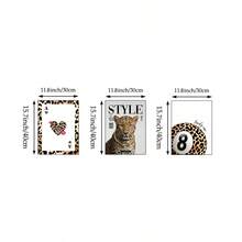 1/3件豹紋帆布壁畫，時尚雜誌風格海報，豹紋王牌撲克牌，幸運球藝術油畫，現代奢華動物牆飾，黑金中性色藝廊牆飾，適用於客廳、臥室、辦公室、居家，無框 - 彩色 - 查看 18