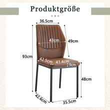 [Set Of 4] Stylish Dining Chairs In A Lightweight Luxury Style / Modern Dining Room Set / PU Backrest With Vertical Embossing + Metal Legs / Load Capacity 120 Kg, Easy To Assemble / Suitable For Dining Rooms Or Living Rooms In A Lightweight Luxury Design. - 棕色+黑色 - 查看 4