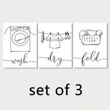 3pcs/Set Modern Laundry Room Wall Art Prints - Unframed Canvas Poster, Suitable For Laundry Room Decor - Black And White Line Art - Ideal Gift For Bedroom, Living Room And Hallway - Winter Decor And Room Decor - Black and White - View 10