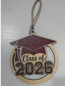 1 pieza/Colgante decorativo de madera para la temporada de graduación, diseño creativo de sombrero de doctor hueco, adorno colgante de madera para la ceremonia de graduación - Multicolor - Ver 6