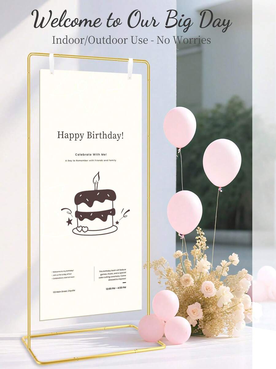 2pcs/Set Wedding Sign Holder, Adjustable "Welcome To Our" Wedding Sign Holder + Wedding Welcome Banner/Standard Ceremony Banner, Wedding Seating Chart Holder, Perfect For Birthday Party And Holiday Party Decoration - Multicolor 2 - View 1