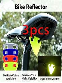3pcs Random Single-Sided Reflective Safety Lights | Triangle Bicycle Reflective Stickers | Multiple Colors Available | Suitable For Road/Mountain/City Bicycles | Specialized For Night Reflective Riding | Easy To Install And Remove | Suitable For Riders/Shared Bicycles | Bicycle | Provides Safer Protection For Night Riding Enthusiasts (Best Choice For Night Riding Enthusiasts) - Multicolor - View 3