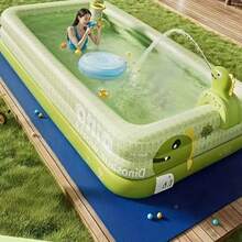 Large Inflatable Swimming Pool With Cute Monster Print, Perfect For Family Water Play, Suitable For Spring, Summer, Autumn Backyard Pool Parties, Foldable And Easy To Carry - A - View 8
