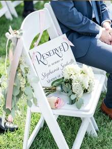 Custom Wedding Reserved Seat Paper Cards, Personalized Wedding Reserved Signs, Custom Seat Reservation Cards With Ribbon, Party Supplies, Wedding Decor, Graduation Ceremony Decor, Or Wedding Seating Chart And Chair Decor, Memorial Plaques For Deceased Loved Ones, Suitable For Parties, Celebrations And Various Occasions - Multicolor - View 7
