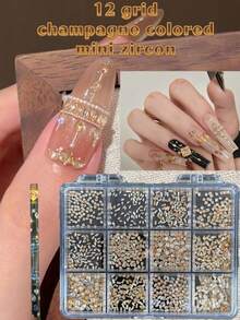 KIRAME 960顆香檳色平底水鑽，高品質超亮美甲寶石套組，含1個點花工具，1-5mm亮面美甲水晶，適合DIY居家美甲、美甲沙龍、美甲供應商、美甲用品、夏季與旅行美甲、節日禮物美甲飾品 - 香檳色 - 查看 4