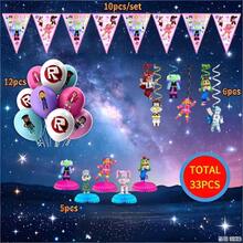 Roblox Bộ 33 món trang trí sinh nhật cho bé gái, phụ kiện trang trí tiệc phù hợp cho Lễ Tạ ơn, Halloween và Giáng sinh, dùng cho lễ kỷ niệm, tiệc tốt nghiệp, tụ họp và các địa điểm độc đáo - Cô gái Roblo, Bóng bay, Tổ ong, Hình xoắn ốc, Cờ tam giác - Xem 7