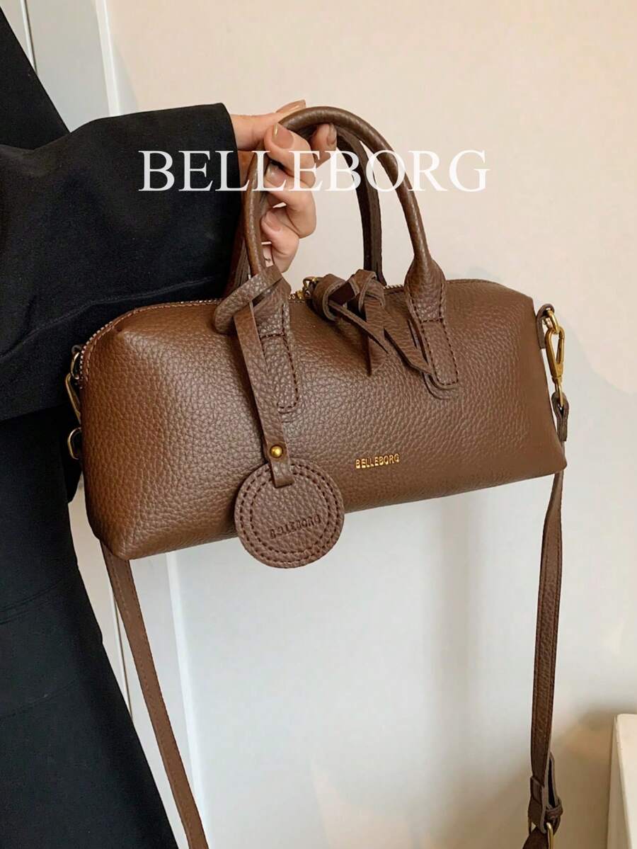 BELLEBORG 优雅百搭荔枝纹复古女士手提包，商务休闲女包，非常适合办公室商务和工作 - 咖啡棕 - 查看 1