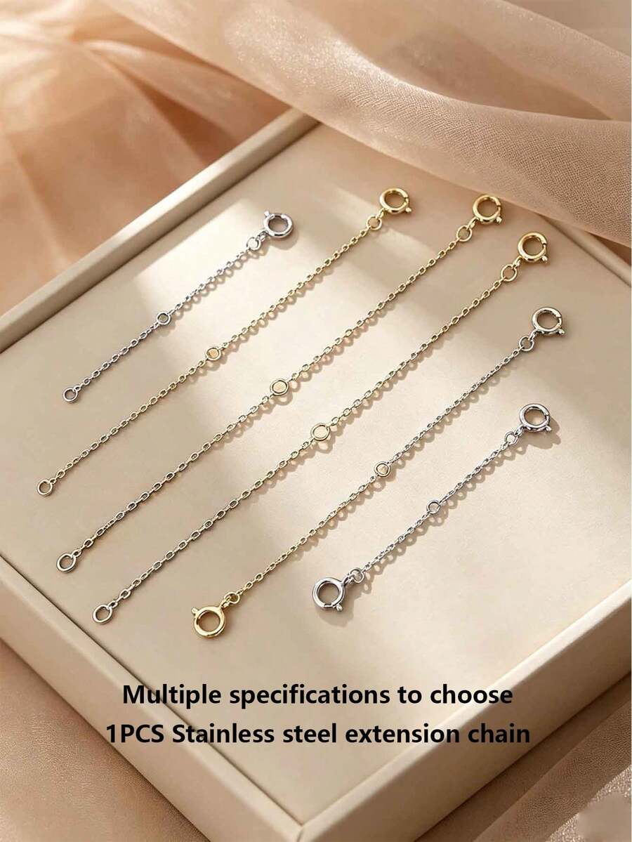 1 pieza Cadena Extensora Versátil y Extendida, Adecuada para Cadena de Extensión de Collar y Pulsera, Accesorio de Cadena Ajustable de Acero Inoxidable que Preserva el Color - Cadena de extensión con hebilla de resorte - Ver 1
