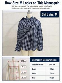 Women's Plaid Casual Versatile Daily Wear Shirt - Navy Blue - View 4