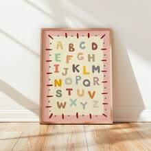 1pc Frameless Cute ABC Alphabet Kids Wall Art Print, Montessori Educational Poster For Nursery Playroom, Back To School, Funky Posters, Bedroom Dorm Decor, Vintage Room Essentials - Cartoon - View 3