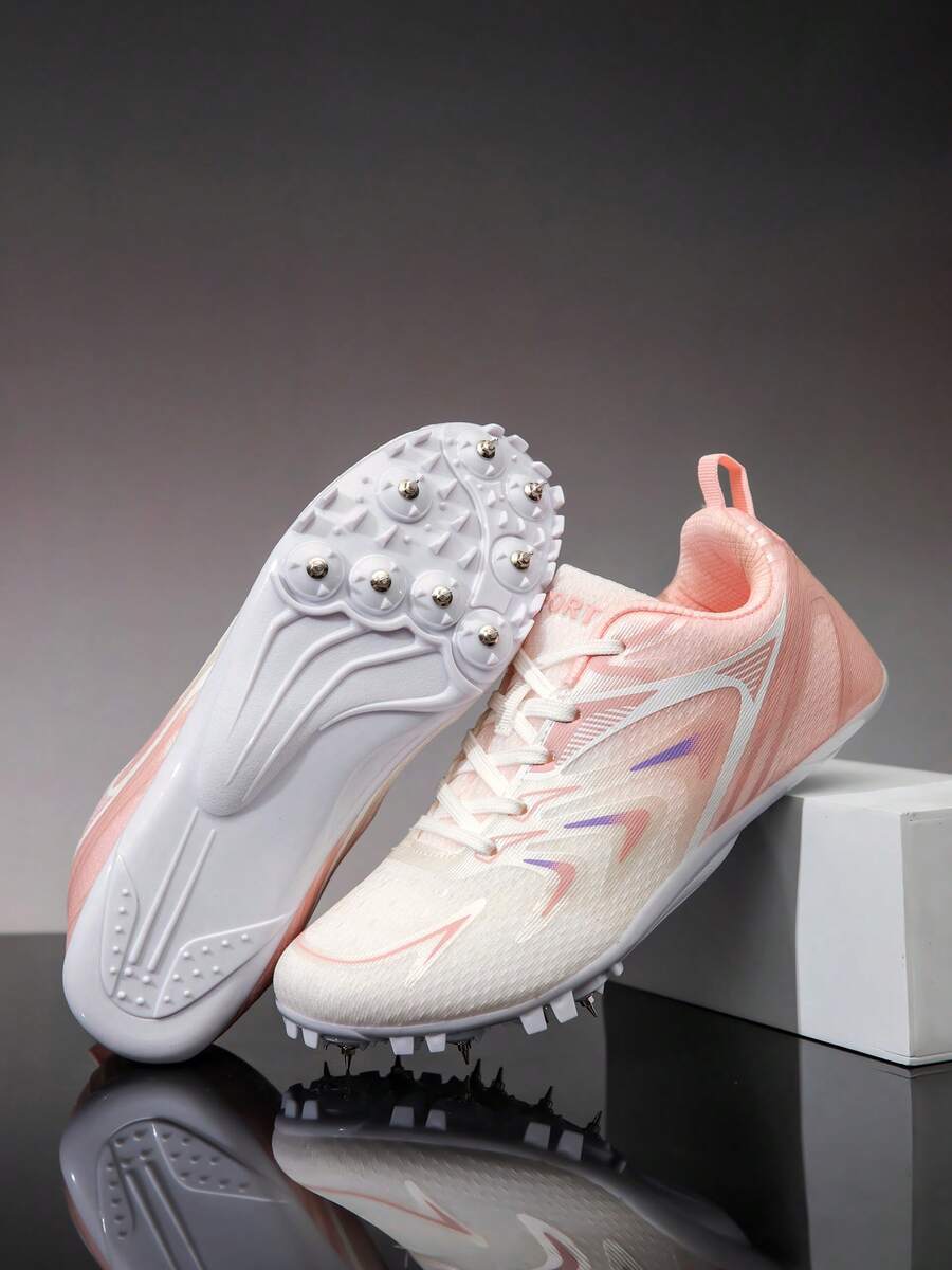 Professional Racing Track Spikes, Suitable For Middle School Physical Fitness Test And Daily Training, PTPU Wear-Resistant Outsole With Replaceable Steel Spikes, Suitable For Synthetic Tracks; Lightweight Mesh Upper Breathable And Dry, Cushioning Structure Absorbs Landing Impact, Versatile For Sprinting, Long Jump, Hurdles, Preferred Choice For Student Athletes Training. - White Powder 5755 - View 1