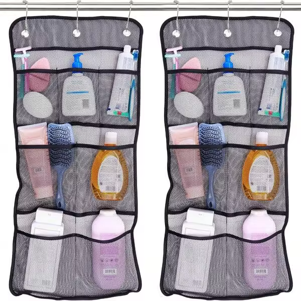 7 Pockets Hanging Mesh Shower Caddy Bag, Quick Drying Waterproof Bathroom Hanging Organizer, Portable Toiletry Storage Bag For Cruise Ship Travel Bathroom Essentials Storage