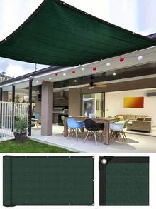 Squishy Soft Grommet Sun Shade Net, Rectangular Shape, Dark Green, Solid Color, Breathable Polyester Fabric, Summer Outdoor Style, Unisex Adult For Patio Balcony Pool, Easy Install With Hemmed Edges, Provides Privacy & Sun Shade - Multicolor - View 23