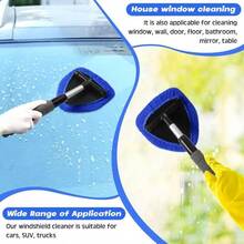 8pcs Car Windshield Cleaning Tool Set With Extendable Handle, 5pcs Reusable And Washable Microfiber Towel Pads, Brush, Empty Spray Bottle, Suitable For Car Glass, Windshield Wipers, SUV, RV And Home Windows - A - View 6