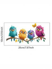 1PC Home Decoration Colorful Bird Windows Stickers Fun Bird Wall Decoration Stickers Spring Summer Decoration Windows Clings PVC Double-Sided Visible Static Cling Glass Decals 3.93*7.87in Suitable For LivingRoom Glass Windows Doors Decoration - Colorful Bird - View 2