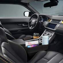 2件組汽車收納整理器，汽車中控台收納盒，座椅縫隙填充收納盒，適用於手機、時尚眼鏡、鑰匙、錢包收納，實用汽車內飾配件，適用於所有車型，必備汽車收納 - 黑色 - 查看 3