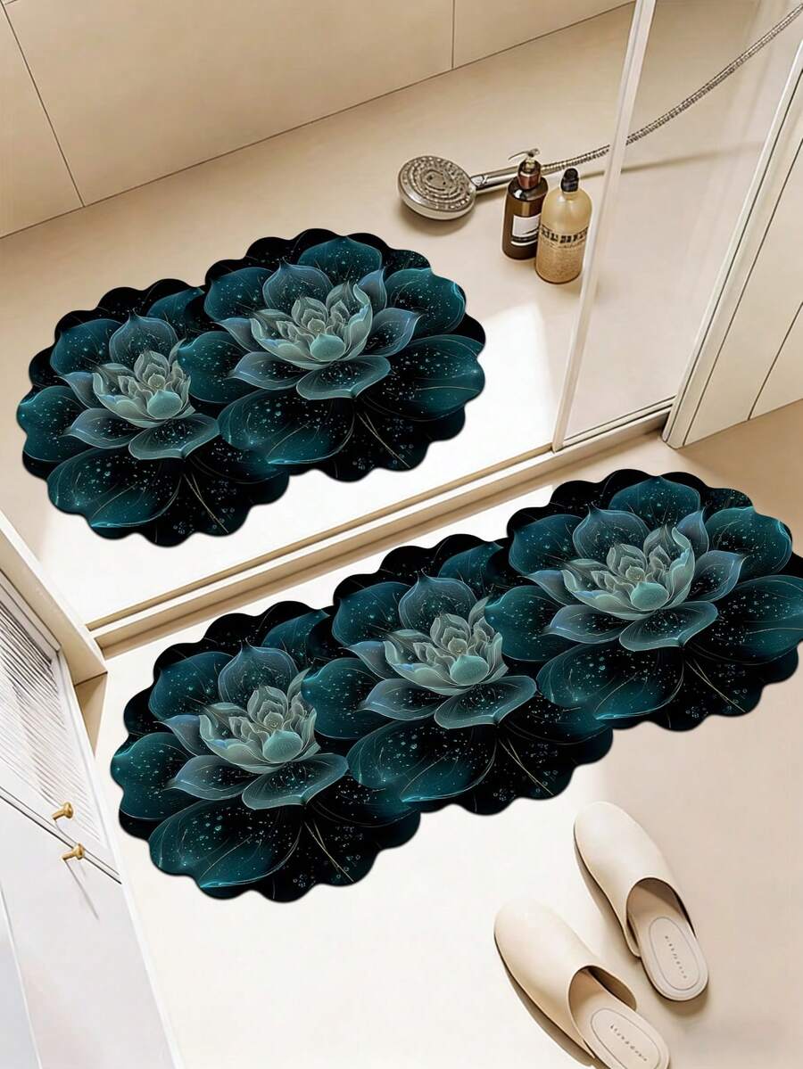 1pc Gilded Floral Pattern Bath Mat, Bathroom Rug, Door Mat, Small Rug, Carpet, Floor Mat, Home Decor, Area Rug, Outdoor Mat, Home Decor, Area Carpet, Bedroom Rug, Washable Carpet