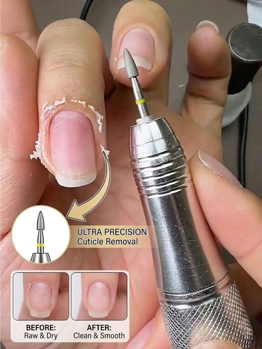 1/3/5/7件組專業精準美甲修剪鑽頭 - 極細磨粒（黃圈）適用於完美沙龍級前置準備，必備款