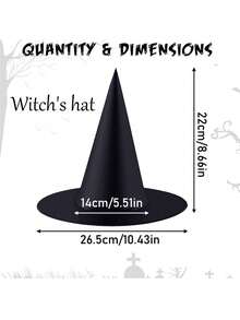 6/12pcs Halloween Floating Witch Hat, Suitable For Devil's Night Party, Dinner Party, Ball, Bar, Living Room, Bedroom, Restaurant Ceiling Background Wall, Halloween Day Of The Dead Horror Scene DIY Activity Decoration, Simple Home Creative Atmosphere Arrangement, - Black - View 9