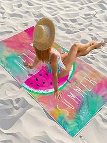 Microfiber Absorbent Quick-Dry 250gsm Colorful Vibrant Watermelon Print Bath Towel 70*140 Beach Wrap Cushion Beach Towel 1pc Or Extra Large 90*180 Bath Towel Beach Towel 1pc Suitable For Summer Beach Swimming, Travel Camping, Fitness - Colorful and Vibrant Watermelons - View 6