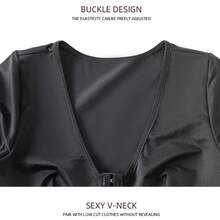Women's Shapewear Compression Top, Black Lace Sleeves, Arm Slimming, Front Closure Bustier Shaper - 黑色 - 查看 9