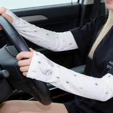 1 Pair Fresh White Thin Summer Sun Protection Sweet Soft Cute Driving Arm Sleeves Extended Arm Guards - A - View 9