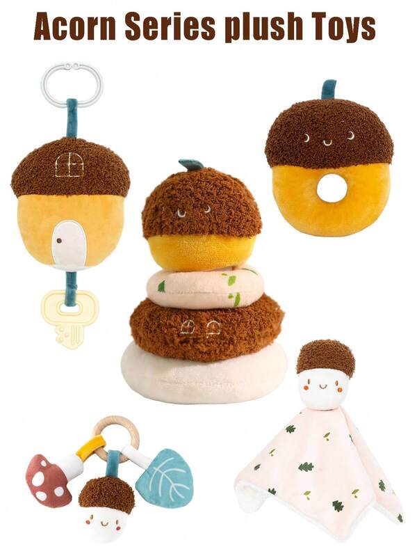 1pc Cute Acorn Series Plush Doll, Easy-To-Grip Baby Rattle Soothing Doll, Soft Texture, Newborn Gift For Baby Boys And Girls