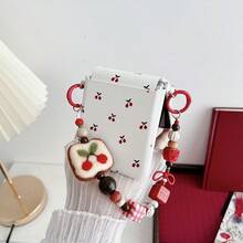 keshengtai PU Leather Cherry Pattern Phone Case With Wrist Strap, Hard PC Backplate Protective Phone Case Compatible With Motorola Razr 70, 70 Ultra, Razr 60, Razr 60 Ultra, Razr 50, Razr 50 Ultra - White - View 7