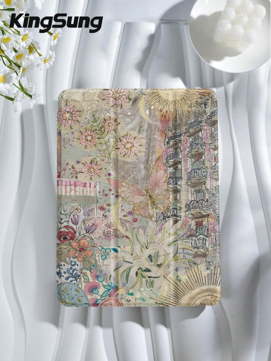 Kingsung Retro Floral Pattern Tablet Case, Compatible With Ipad Air 8 (Model M4), 2026 11-Inch/13-Inch, 9.7/10.2/10.5/10.9/12.9-Inch, Pro 11-Inch, 10th Generation , Galaxy Tab S6 Lite 10.4-Inch, Kindle Paperwhite 2024 12th Generation, Kindle 2022 11th Generation. It Has Shock-Proof Function And Intelligent Stand, With Automatic Wake-Up And Sleep Functions.