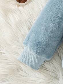 Boys' Casual Fashion Embroidered Cartoon Pattern Crew Neck Long Sleeve Top And Long Pants 2-Piece Set Double-Sided Flannel Autumn/Winter - Blue - View 5