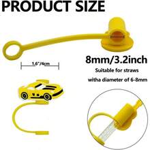 16 tapas reutilizables de silicona de grado alimenticio, aptas para bolsas de recuerdos de, de cumpleaos, reunin de amigos, de carreras, coche de, fundas suaves a prueba de polvo para pajitas de a 8 mm - Coche de carreras - Ver 6