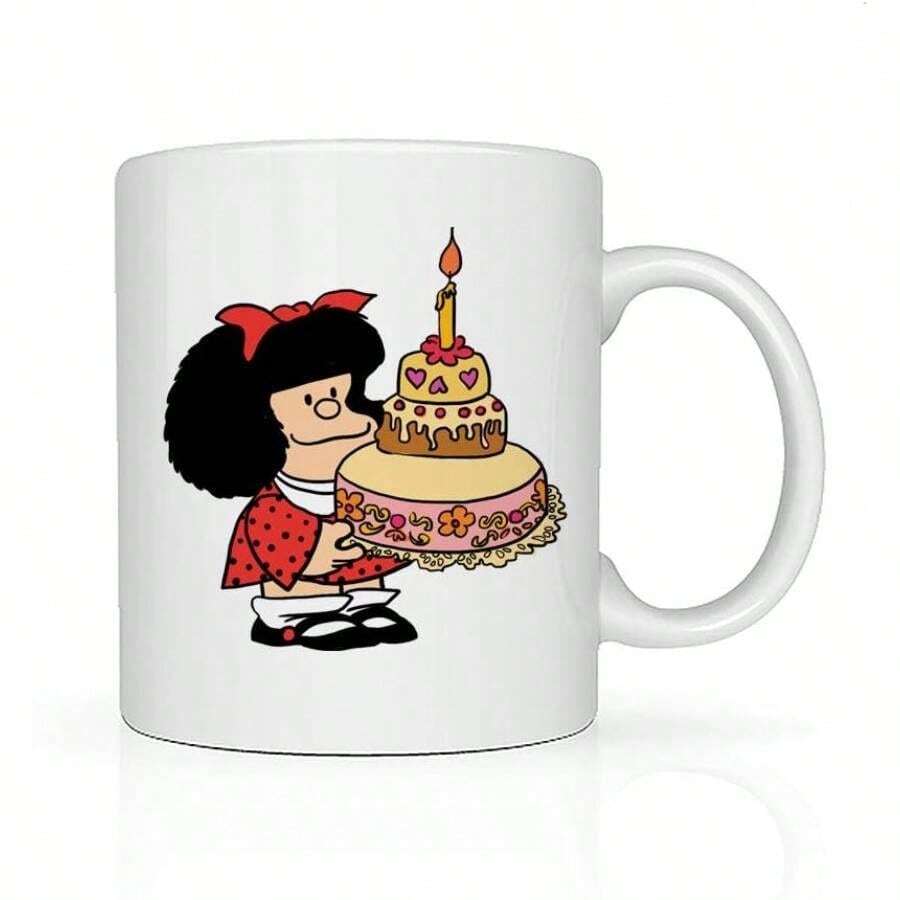 - Taza MAFALDA CUMPLEAOS Cermica para Caf o T 11oz 330ml, Coffee Tea Mug MAFALDA, No se despinta, Perfecta para la Oficina o Regalo - Blanco - Ver 1
