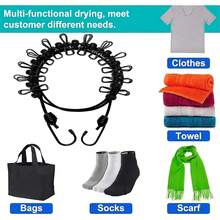 1 Pack Retractable Elastic Clothesline With 12 Clothespins, Windproof Portable Laundry Drying Line, Black Heavy Duty Travel Accessory For Hotel, Vacation, Balcony, Backyard, Camping & RV Outdoor Use - Black - View 2