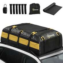 Outsunny Bolsa de Techo para Coche 594L, Impermeable, Cofre de Techo para Coche con 6 Correas Ajustables, Alfombrilla Antideslizante, Ganchos, Adecuada para Todos Los Vehículos con/sin Portaequipajes - Amarillo - Ver 6