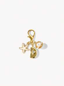 Opalesca 1pc A-Z Alphabet Gold Bubble Letter Cute Pendant Keychain, Shell And Starfish Accessories, Keychain, Ring Bag, Backpack Pendant, Car Pendant - Multicolor - View 15