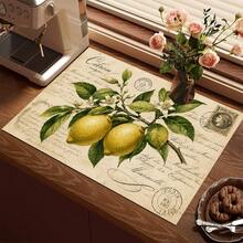 1pc Lemon Print Absorbent Drying Mat, Kitchen Decor Coffee Machine Mat, Laundry Room Accessory Handmade Coffee Pot Drip Tray, Kitchen Floor Mat, Table Mat, Kitchen Countertop Dish Drying Mat, Breakfast Mat, Heat Resistant Drip Tray With Non-Slip Backing, Diatomaceous Earth Drip Tray, Stain Concealing, Super Absorbent Kitchen Drip Tray, Easy To Clean Dish Rack Mat, Perfect For Kitchen, Dining Table, Coffee Shop, Bar, Holiday, Party, Home Decor, Holiday Gift - Multicolor - View 9