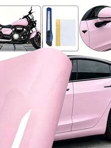 亮面水晶淡粉色乙烯基包覆膜 30*150cm 排氣自黏式汽車摩托車車身貼紙 防水汽車DIY貼花 - 水晶 - 查看 6